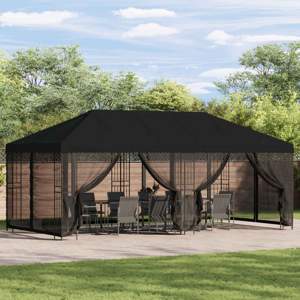 Altana z bokami 6 x 3 m Czarny Poliester i Stal 190 gsm
