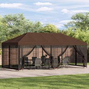 Altana z bokami 6 x 3 m brązowy Poliester i Stal 190 gsm