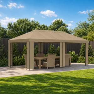 Altana ogrodowa 6 x 3 m Beżowy Poliester i Stal 190 gsm