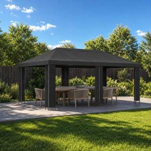 Altana ogrodowa 6 x 3 m antracytowy Poliester i Stal 190 gsm