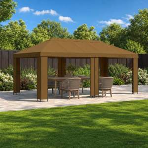 Altana ogrodowa 6 x 3 m Szarobeżowy Poliester i Stal 190 gsm