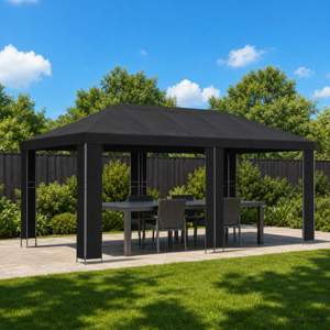 Altana ogrodowa 6 x 3 m Czarny Poliester i Stal 190 gsm