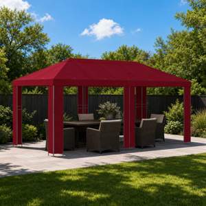 Altana ogrodowa 6 x 3 m bordowy Poliester i Stal 190 gsm