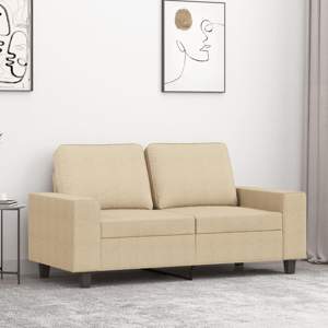 2-osobowa sofa, kremowa, 120 cm, tapicerowana tkaniną