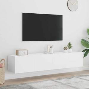 Ścienne szafki TV z LED, 2 szt., białe, 80x35x31 cm