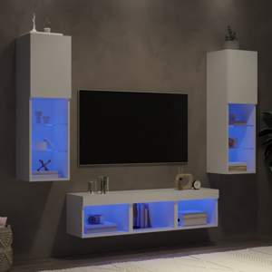 5-częściowy zestaw mebli TV z LED, biały