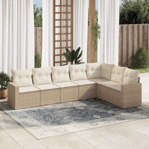 7-cz. zestaw wypoczynkowy do ogrodu, z poduszkami, beżowy
