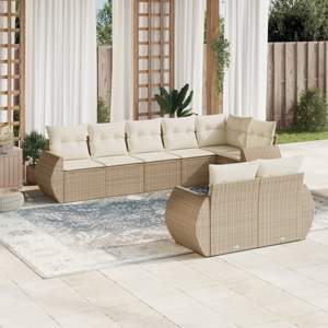 8-cz. zestaw mebli ogrodowych z poduszkami, beżowy, polirattan