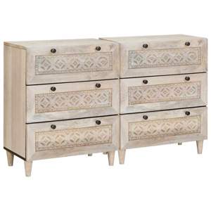 Bufet 2 szt. 120 x 33,5 x 75 cm lite drewno mango Biały