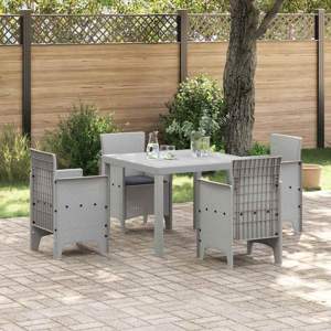 Zestaw do jadalni w ogrodzie 5 szt. Jasnoszary polipropylen