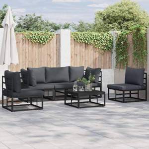 Zestaw Sof na Ogród 6 szt. Czarny Aluminium