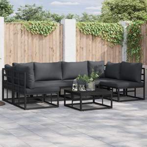 Zestaw Sof na Ogród 6 szt. Czarny Aluminium