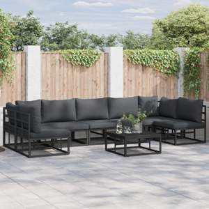 Zestaw Sof na Ogród 8 szt. Czarny Aluminium