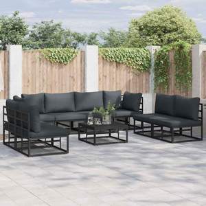 Zestaw Sof na Ogród 8 szt. Czarny Aluminium