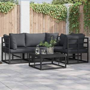 Zestaw Sof na Ogród 4 szt. Czarny Aluminium