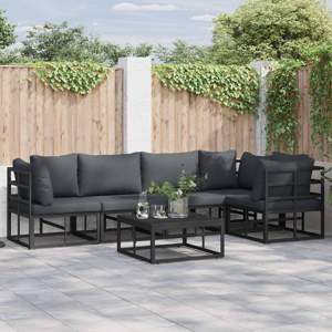 Zestaw Sof na Ogród 5 szt. Czarny Aluminium