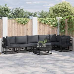 Zestaw Sof na Ogród 7 szt. Czarny Aluminium