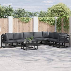 Zestaw Sof na Ogród 7 szt. Czarny Aluminium