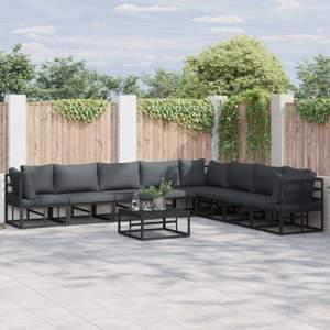 Zestaw Sof na Ogród 9 szt. Czarny Aluminium