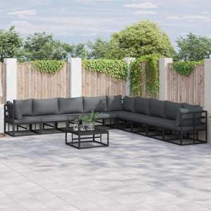 Zestaw Sof na Ogród 9 szt. Czarny Aluminium