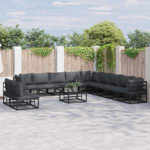 Zestaw Sof na Ogród 12 szt. Czarny Aluminium