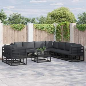 Zestaw Sof na Ogród 9 szt. Czarny Aluminium