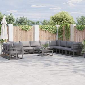 Zestaw Sof na Ogród 10 szt. Czarny Aluminium