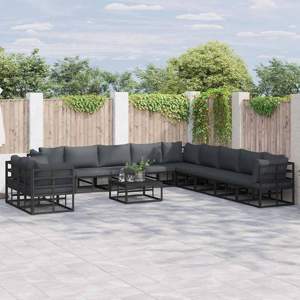 Zestaw Sof na Ogród 12 szt. Czarny Aluminium