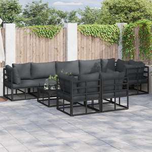 Zestaw Sof na Ogród 8 szt. Czarny Aluminium