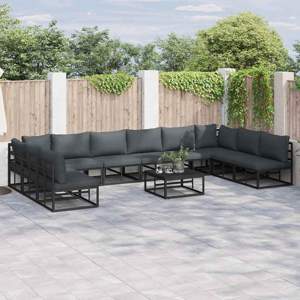 Zestaw Sof na Ogród 10 szt. Czarny Aluminium