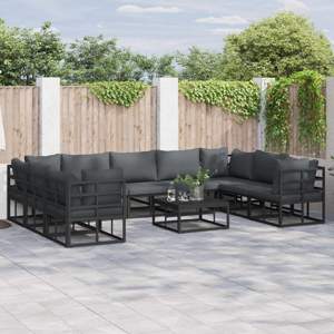 Zestaw Sof na Ogród 10 szt. Czarny Aluminium
