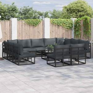 Zestaw Sof na Ogród 11 szt. Czarny Aluminium