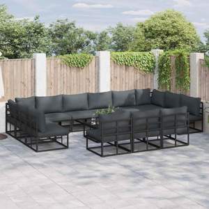 Zestaw Sof na Ogród 14 szt. Czarny Aluminium