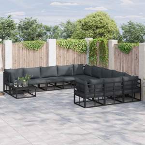 Zestaw Sof na Ogród 12 szt. Czarny Aluminium
