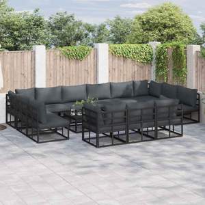 Zestaw Sof na Ogród 13 szt. Czarny Aluminium