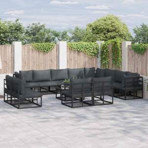 Zestaw Sof na Ogród 12 szt. Czarny Aluminium