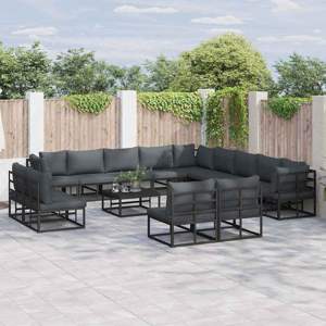 Zestaw Sof na Ogród 14 szt. Czarny Aluminium