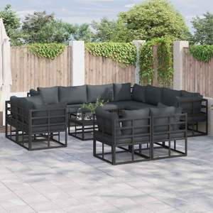 Zestaw Sof na Ogród 11 szt. Czarny Aluminium