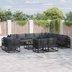 Zestaw Sof na Ogród 12 szt. Czarny Aluminium