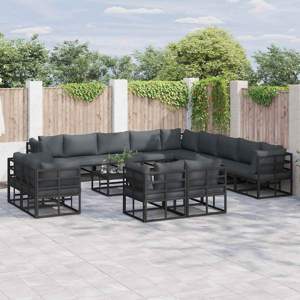 Zestaw Sof na Ogród 14 szt. Czarny Aluminium