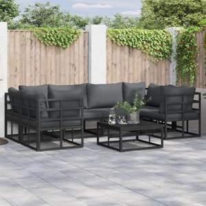 Zestaw Sof na Ogród 7 szt. Czarny Aluminium