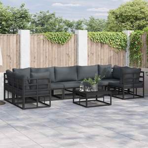 Zestaw Sof na Ogród 7 szt. Czarny Aluminium