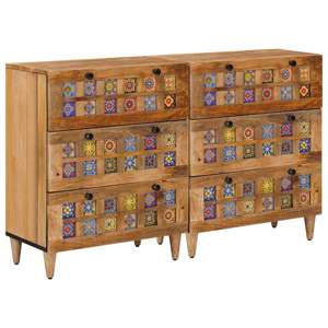 Bufet 2 szt. 60 x 33 x 75 cm Drewno z mango Naturalny