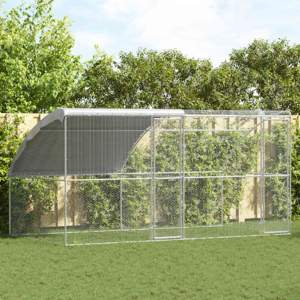 Klatka dla kur 2 szt. Srebrny 400 x 200 x 200 cm Stal i PE