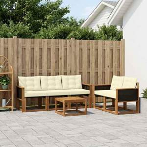 Zestaw sof na zewnątrz 6 szt. Naturalny i Kremowy