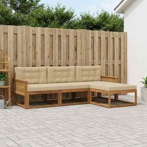 Zestaw sof na zewnątrz 4 szt. Naturalny i Beżowy