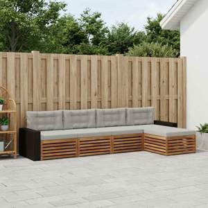 Zestaw sof na zewnątrz 5 szt. Naturalny i jasnoszary Poliester