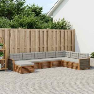 Zestaw sof na zewnątrz 8 szt. Naturalny i jasnoszary