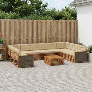 Zestaw sof na zewnątrz 10 szt. Naturalny i Beżowy
