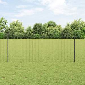 Ogrodzenie Euro z słupkiem 10 x 1 m Stal pokryta PVC Szary